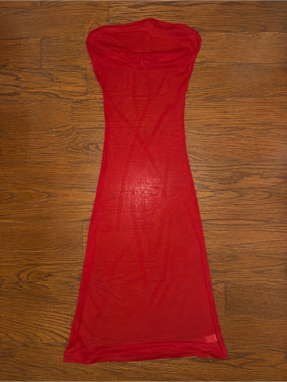 Strapless Red Sheer Bodycon Dress - Women Sz XS NWT
